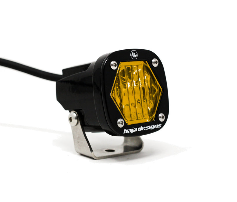 Baja Designs S1 black LED auxiliary light pod with amber wide cornering lens