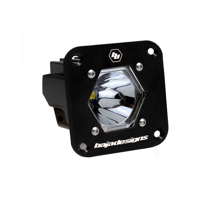 Baja Designs S1 black flush mount auxiliary light pod with clear spot lens