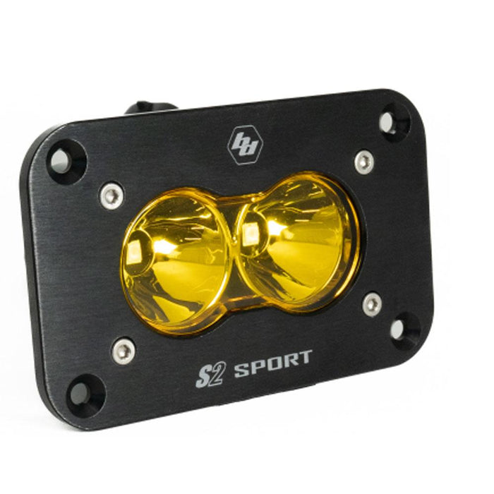 Baja Designs S2 sport black flush mount LED auxiliary light pod with amber spot lens