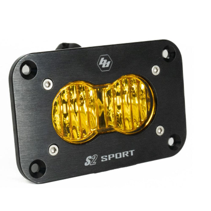 Baja Designs S2 sport black flush mount LED auxiliary light pod with amber wide cornering lens